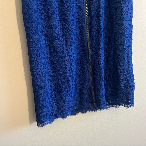 Adrianna Papell Women's 10 Elegant Blue Lace Dress Wedding Guest Romantic Sexy - Picture 6 of 13